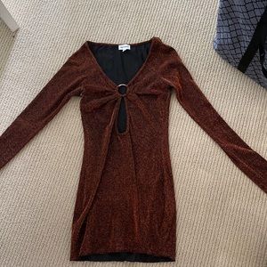 Superdown Brown Sparkle Dress